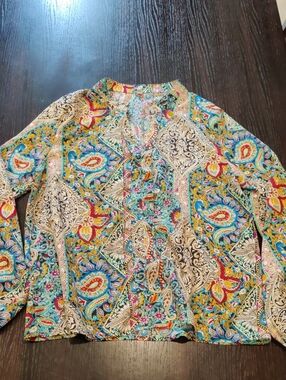 Colorful Paisley V-Neck Shirt